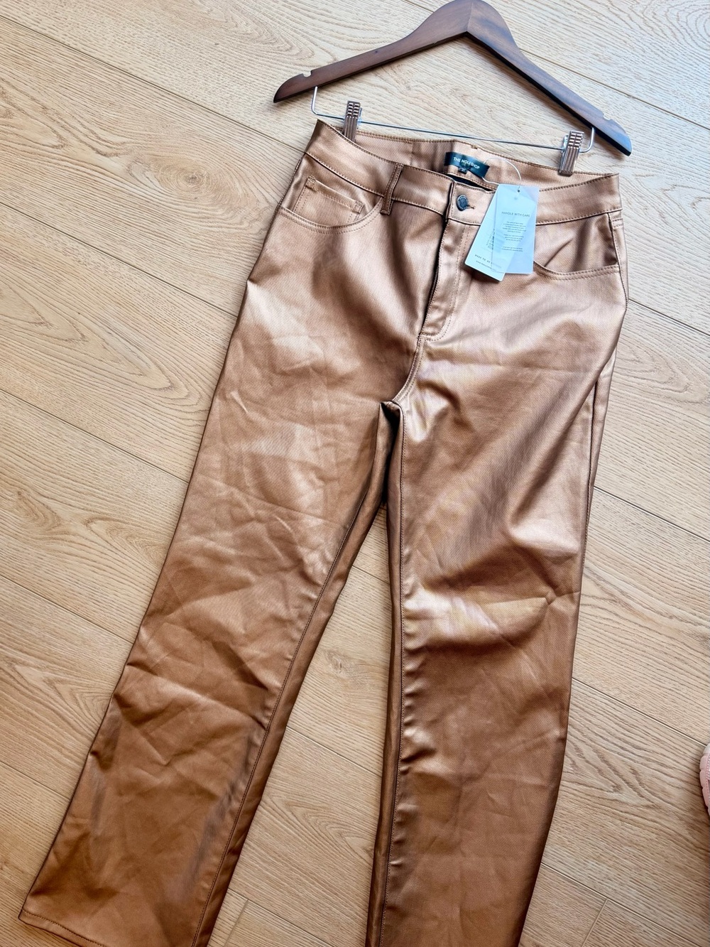 Sz.31 Women’s Faux Leather Jeans - Gold Metallic